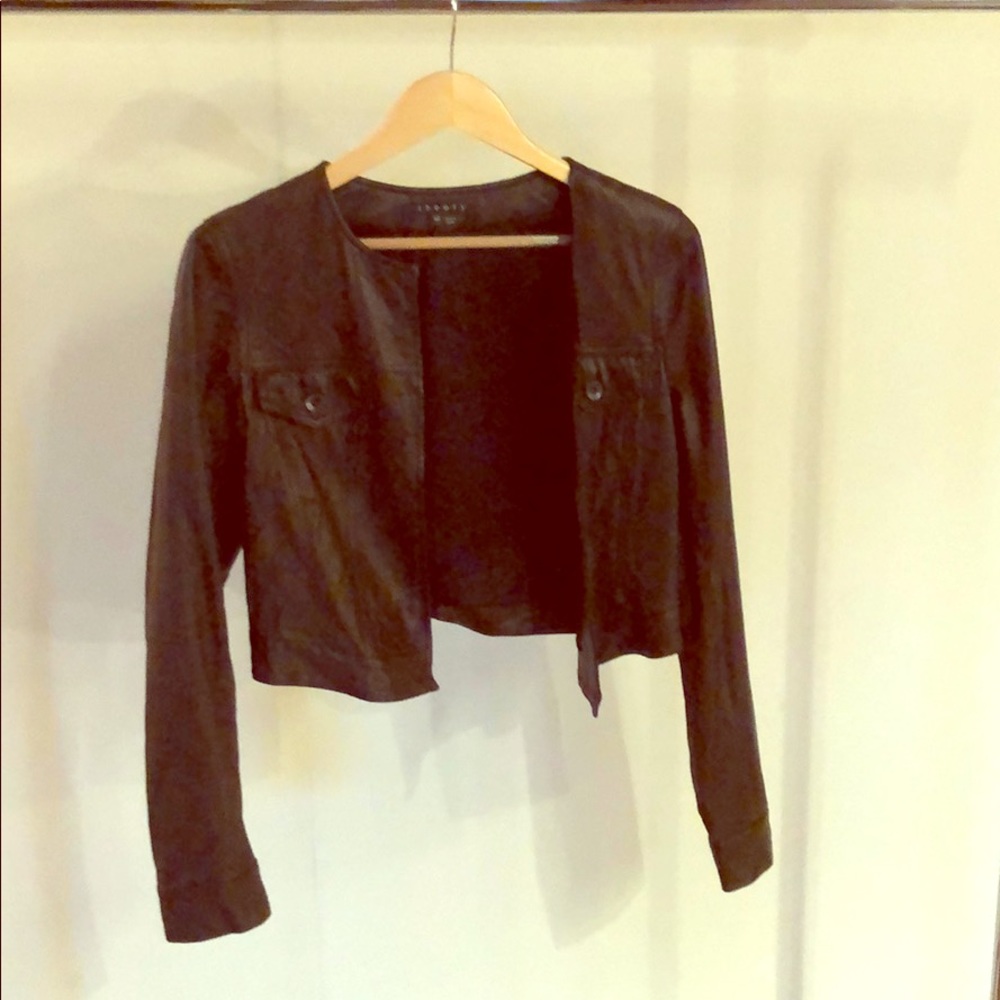 New Theory cropped leather jacket